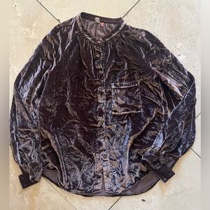 Pilcro Velvet Shirt Jacket in Rich Brown